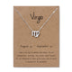 12 Zodiac Sign Gold Card Fashion Jewelry 12 Constellation Pendant Necklace For Women Birthday Gifts