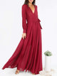 Self Tie Surplice Flowy Maxi Dress