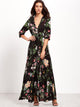 Waist Button Through Floral Maxi Dress