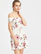 Floral Print Smocked Bardot Dress