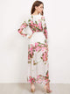 Floral Print Belted Surplice Cami Dress