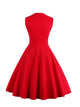 Double-breasted Contrast Polka Dot Flare Dress