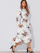 Flower Print Box Pleated Maxi Dress