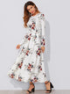 Flower Print Box Pleated Maxi Dress