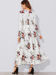 Flower Print Box Pleated Maxi Dress
