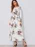 Flower Print Box Pleated Maxi Dress