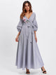 Flower Patch Puff Sleeve Surplice Wrap Dress