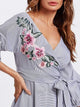 Flower Patch Puff Sleeve Surplice Wrap Dress