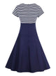 Contrast Striped Button Detail Flare Dress