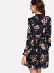  Tie Neck Flower Print Dress