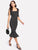 Self Tie Shoulder Polka Dot Ruffle Hem Dress