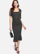 Self Tie Shoulder Polka Dot Ruffle Hem Dress