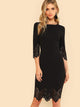 Laser Cut Scalloped Edge Bodycon Dress
