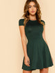  V Back Cap Sleeve Fit & Flare Dress