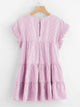 Vertical-Striped Tiered Peasant Frill Dress