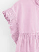 Vertical-Striped Tiered Peasant Frill Dress