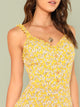 Frill Trim Button Through Calico Cami Dress