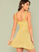 Frill Trim Button Through Calico Cami Dress