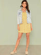 Frill Trim Button Through Calico Cami Dress