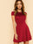  V Back Cap Sleeve Fit & Flare Dress