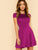  V Back Cap Sleeve Fit & Flare Dress