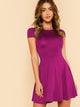  V Back Cap Sleeve Fit & Flare Dress