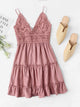 Lace Panel Tiered Seam Cami Dress