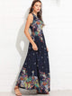 Flounce Detail Tie Back Floral Maxi Dress