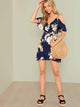 Flounce Cold Shoulder Ruffle Hem Floral Dress