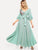 Flower Patch Puff Sleeve Surplice Wrap Dress