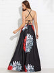 Cross Back Floral Maxi Dress