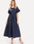 Floral Embroidered Self Belted Tiered Maxi Dress