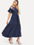 Floral Embroidered Self Belted Tiered Maxi Dress
