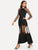 Striped Mesh Maxi Flare Dress