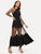 Striped Mesh Maxi Flare Dress