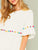 Pompom Trim Flounce Sleeve Smock Dress