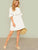 Pompom Trim Flounce Sleeve Smock Dress
