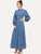 Mock Neck Pearl Embellished Open Back Maxi Dress