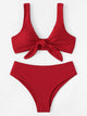 Knot Front Top With Panty Bikini Set