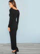 Square Neck Fitted Solid Maxi Dress