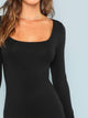 Square Neck Fitted Solid Maxi Dress
