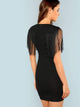 Plunging Neck Fringe Embellished Bodycon Dress