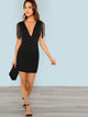 Plunging Neck Fringe Embellished Bodycon Dress