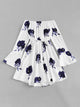 Flounce Sleeve Drawstring Waist Floral Dress