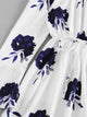 Flounce Sleeve Drawstring Waist Floral Dress