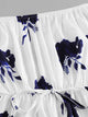 Flounce Sleeve Drawstring Waist Floral Dress