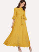 Scalloped Laser Cut Self Belted Maxi Dress