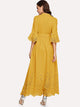 Scalloped Laser Cut Self Belted Maxi Dress