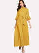 Scalloped Laser Cut Self Belted Maxi Dress