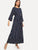 Vertical Striped Drawstring Waist Maxi Dress
